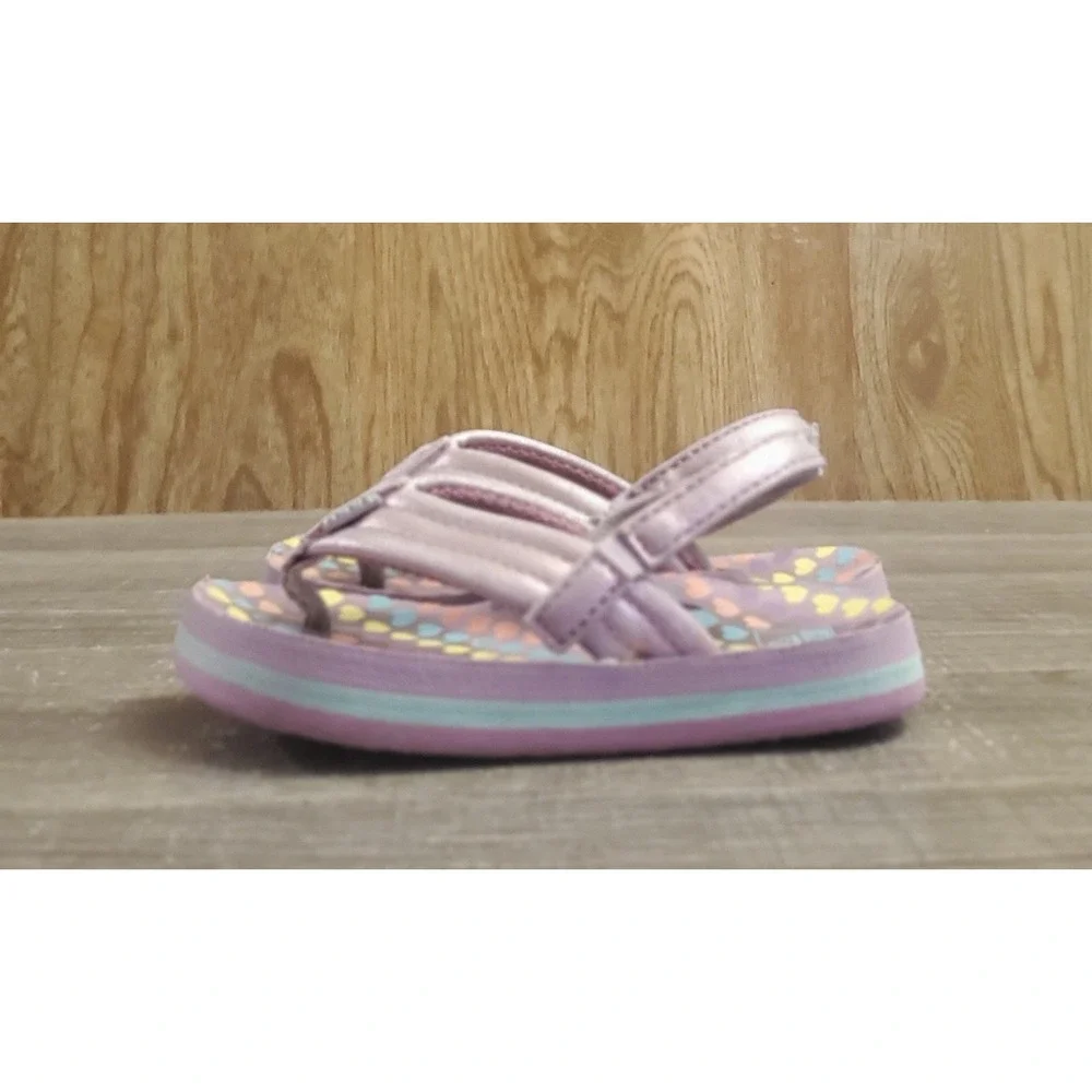 Reef‎ Little Ahi Flip Flop Sandals Toddler Size 7 Purple Hearts
